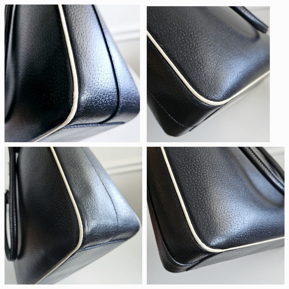 Prada Triangle Logo Black Leather Tote - Picture 8 of 13
